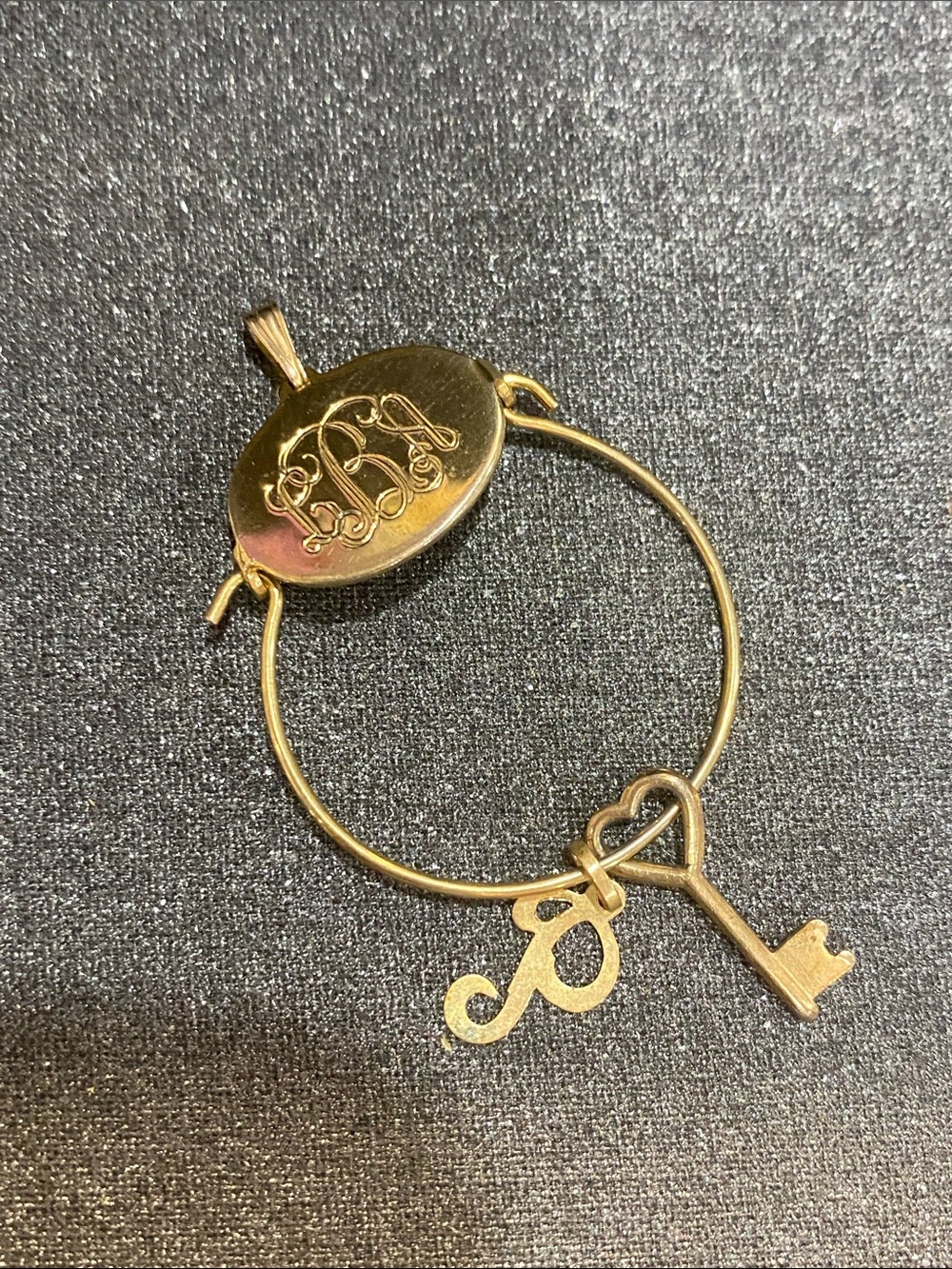 Vintage Monogram Pendant Charm Ring